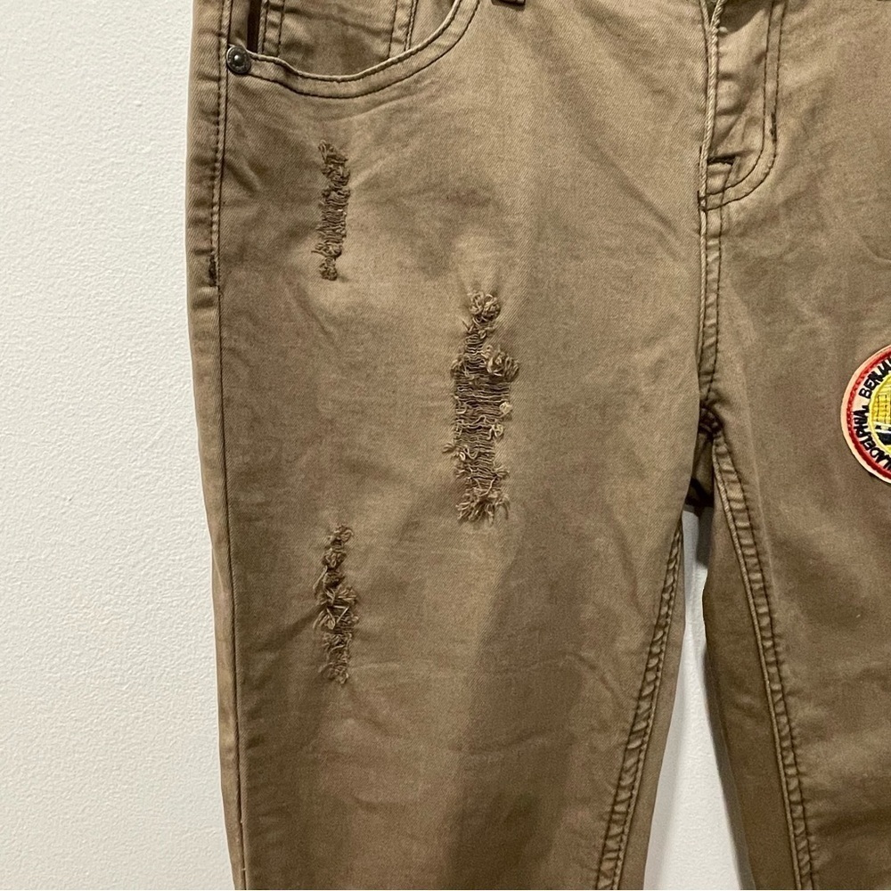 Harmony + Havoc Vintage Khaki Skinny Jeans Size 3 - Distressed with Patches - Picture 3 of 16